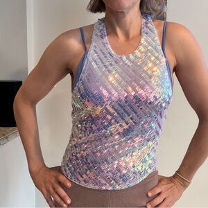 Free People Iridescent Sequin Mesh Top